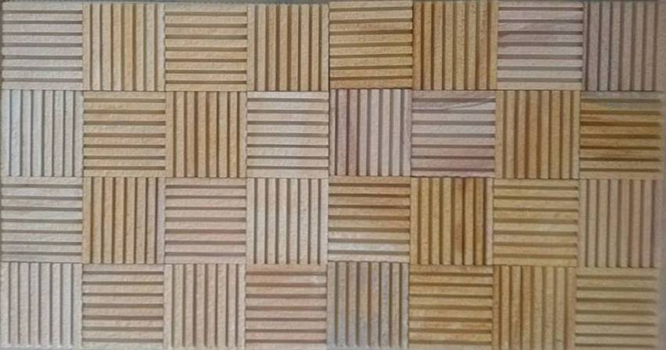 Linear Design of Teak Sandstone Mosaic Tiles for Wall Cladding 